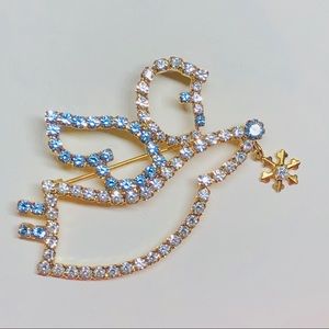 ❣️4/$15 Rhinestone Flying Angel Snowflake Brooch